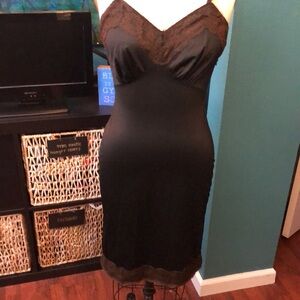 Vintage Nightgown. Black with black lace. 60’s vintage slip